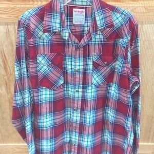 Wrangler Red and Blue Checkered Button-Down Shirt